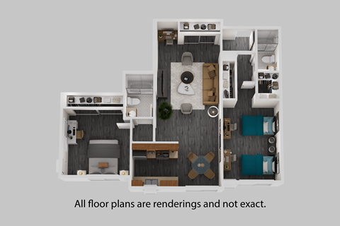 Floor plan for 2 beds, 2 baths, 1100 sqft